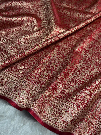 Red Shades Brocket Satin Silk Saree Banarasi Saree Shades SS30