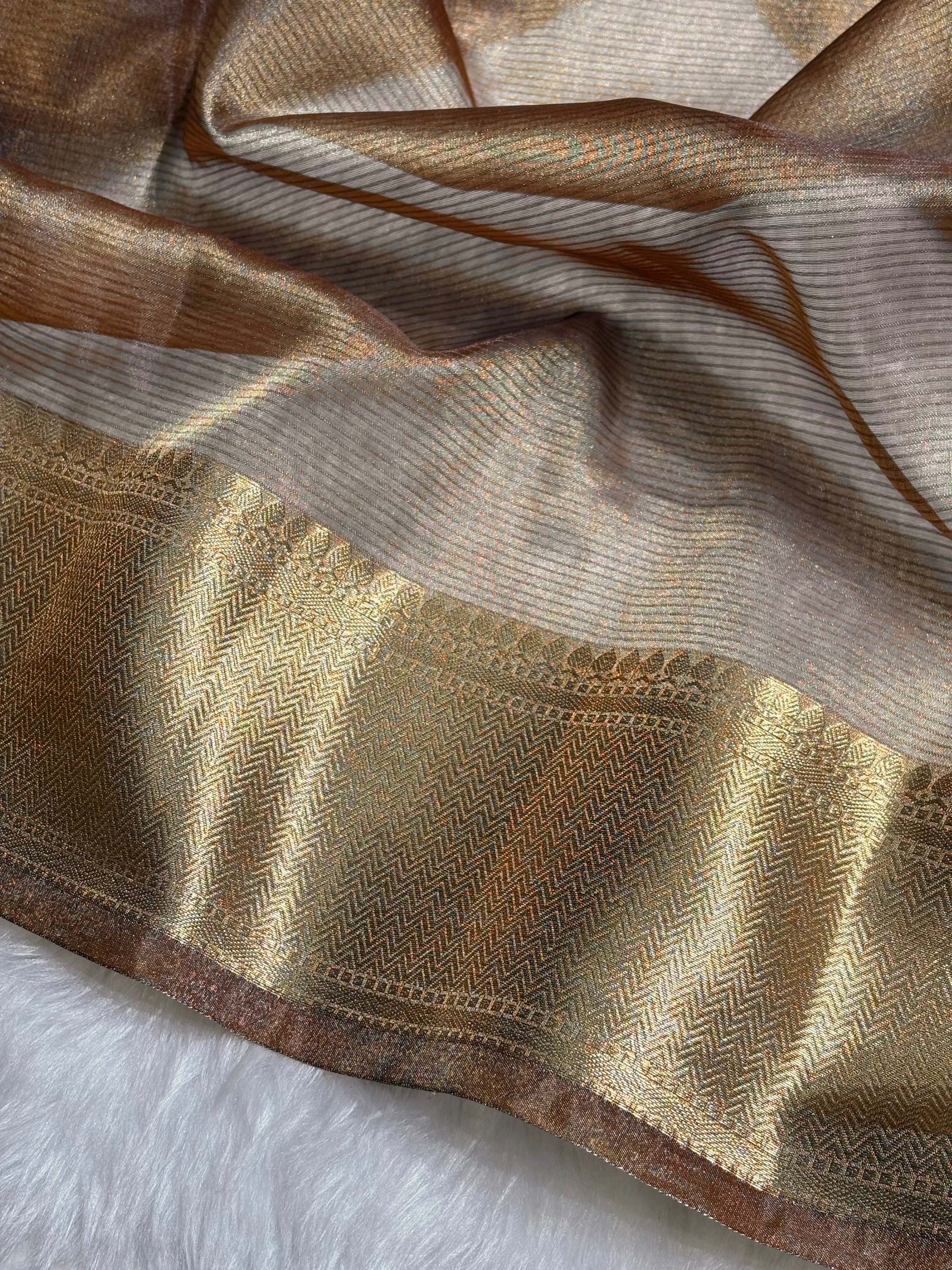 Cheaku Shades Semi Pure Tissue Silk Saree T06