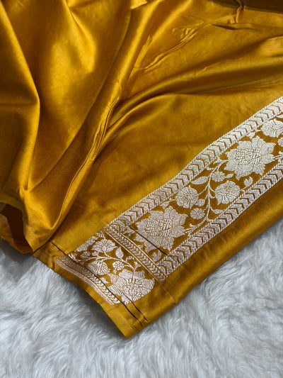 Mustard Shades Minakari Jaal Mashru Silk Saree MCS48