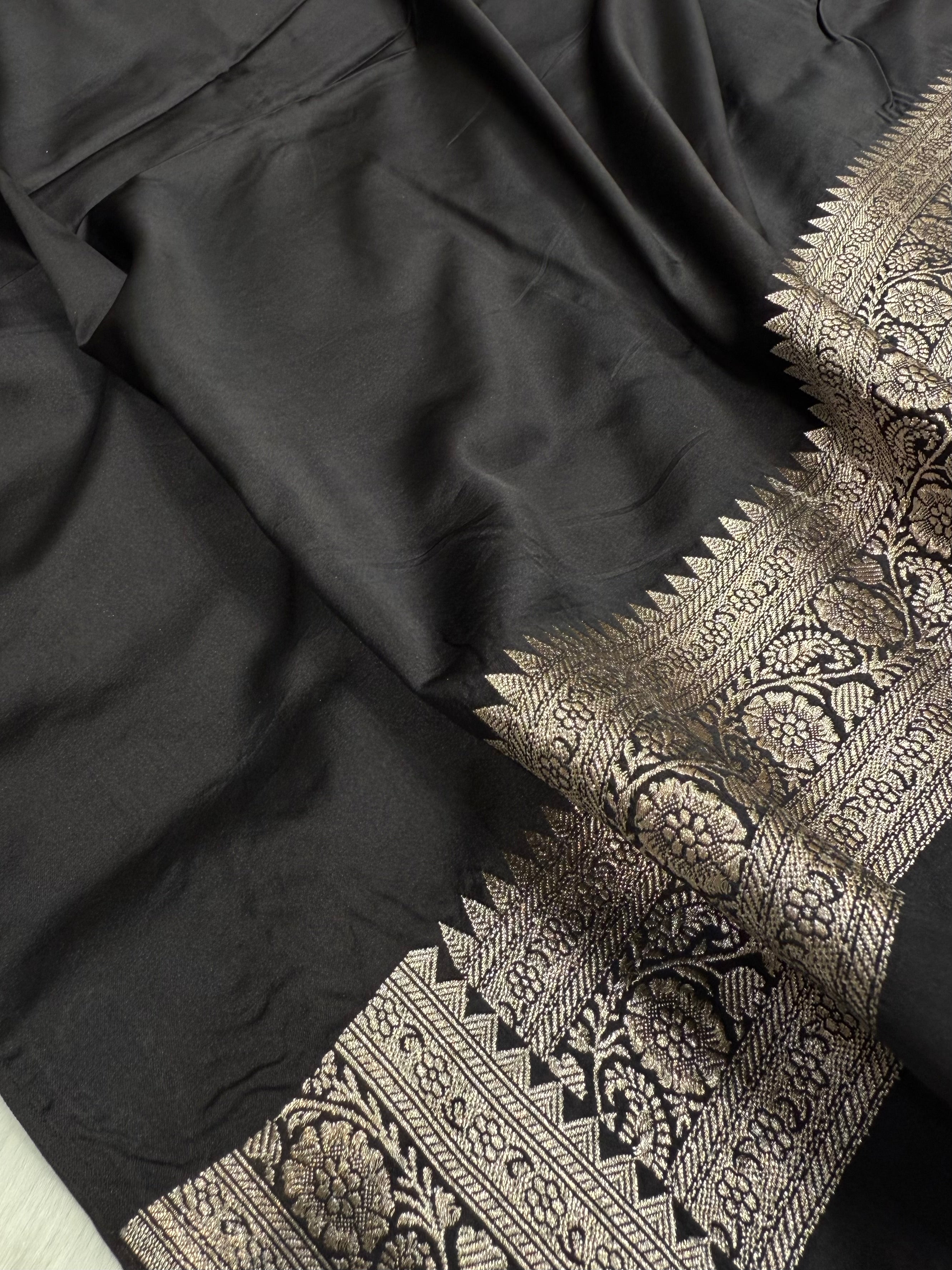 Black shade Booti Mashru Silk Saree