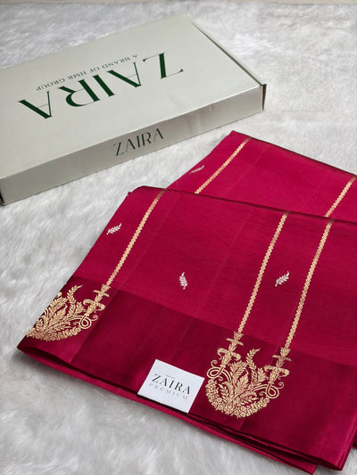 Dark Pink Shades Rangkart Handwoven Pure Katan Paper Silk RM-44