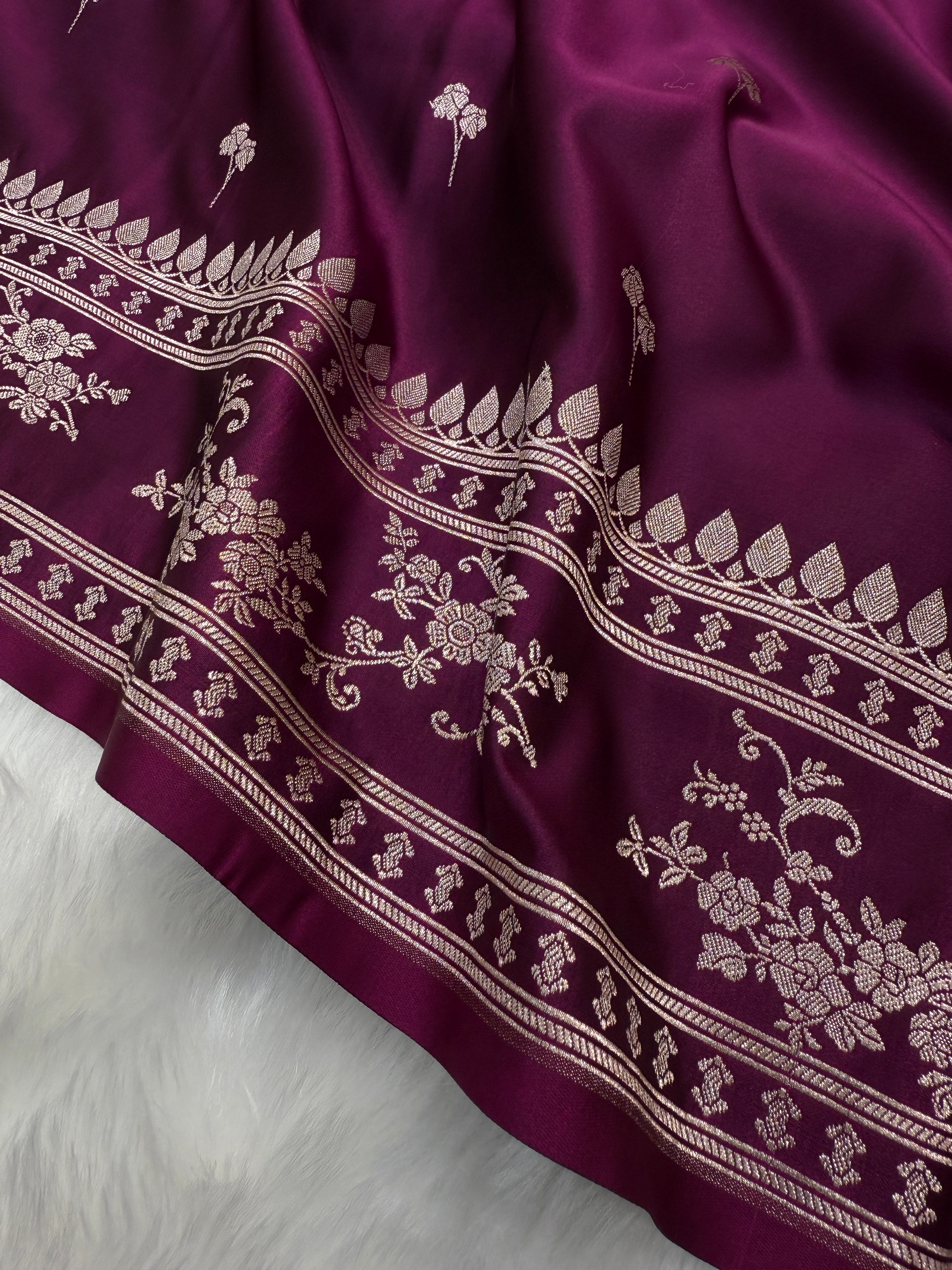 Wine Shades Floral Boota Mashru Silk Saree MSM-65