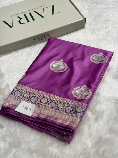 Lavender Shades Minakari Boota Mashru Silk Saree MS35