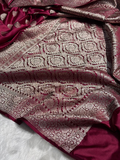 Garnet Tree Boota Mashru Silk Saree