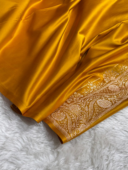 Banarasi Satin Katan Saree Booti PatterIn Mustard Shades SK135