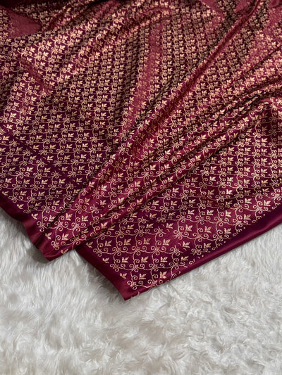 Magentic Red Shades Banarasi With Floral Border Mashru Silk Saree MSM-126