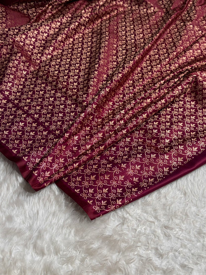 Magentic Red Shades Banarasi With Floral Border Mashru Silk Saree MSM-126