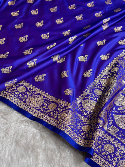 Banarasi Satin Katan Saree With Boota in Royal Purple Shades SK98