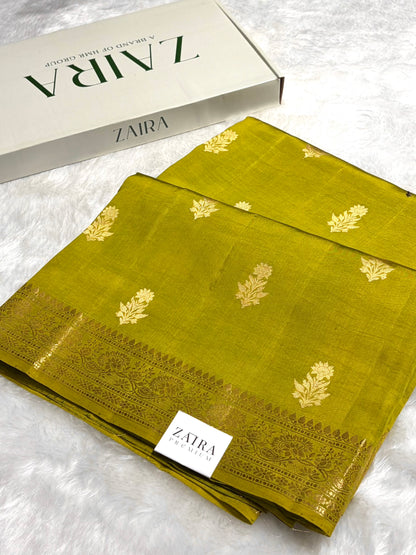 Liril Mehendi Shades Handwoven Pure Raw Mango Silk RM-46