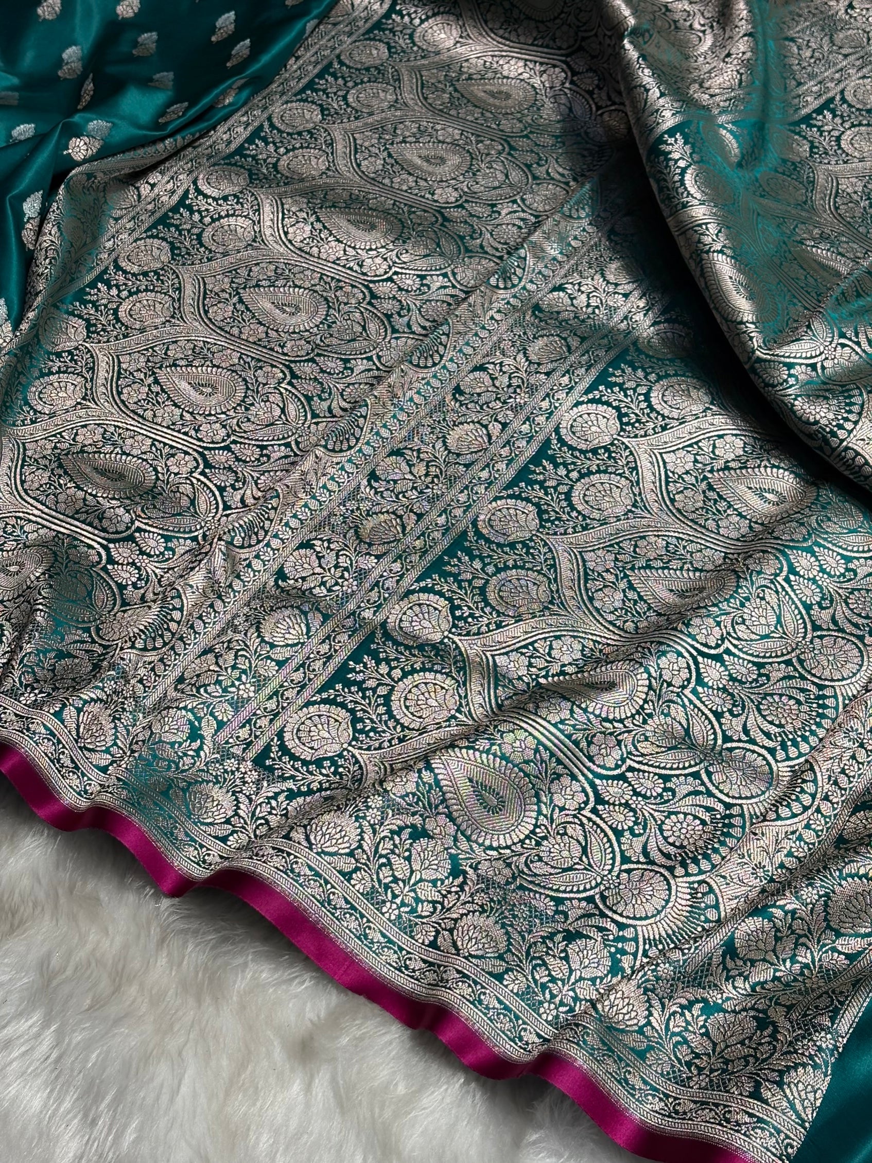 Rama Shades Floral Booti Mashru Silk Saree MSM-69