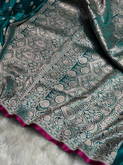 Rama Shades Floral Booti Mashru Silk Saree MSM-69