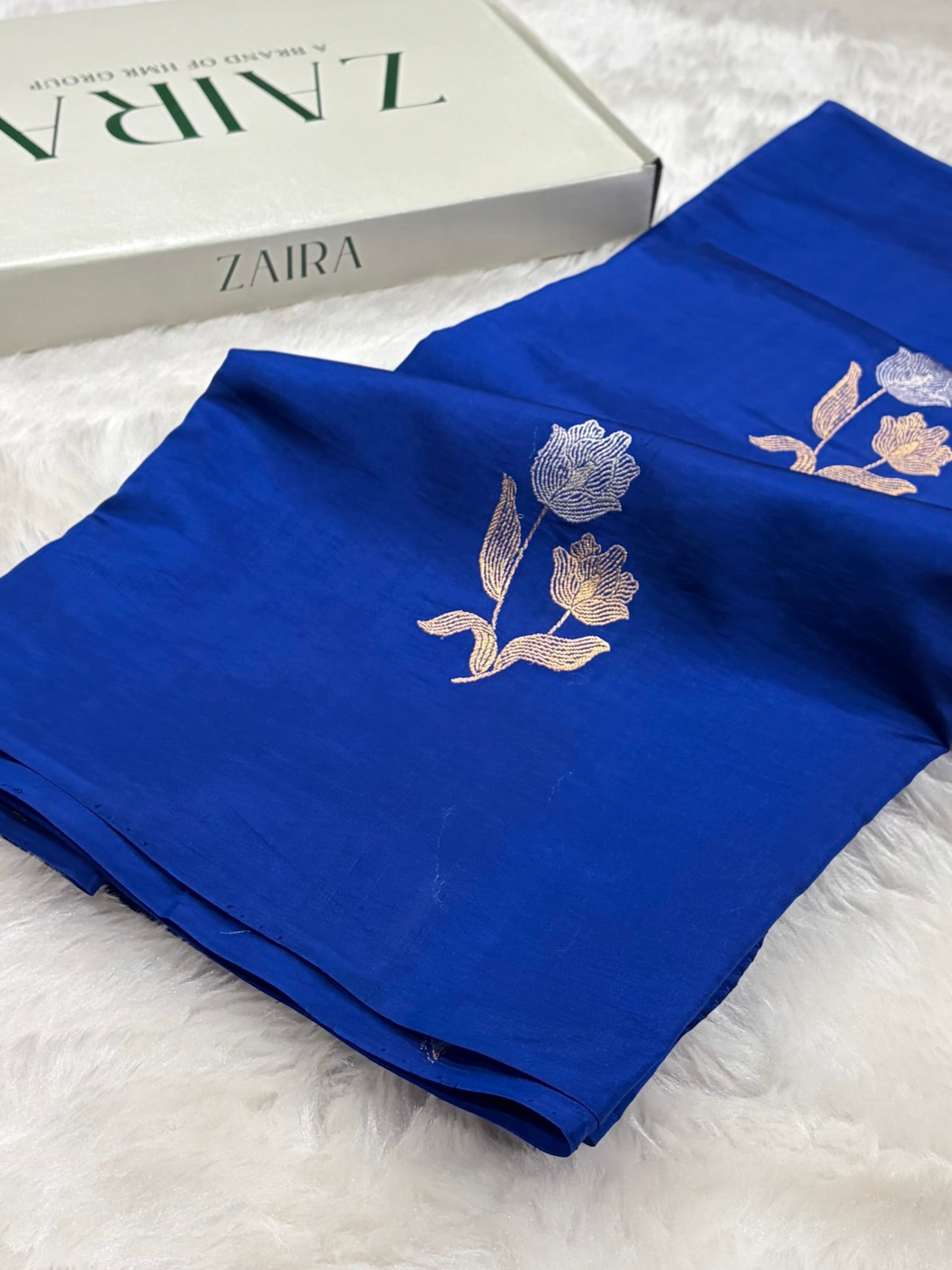 Royal Blue Shades Meena Boota Handwoven Paper Silk RM-35