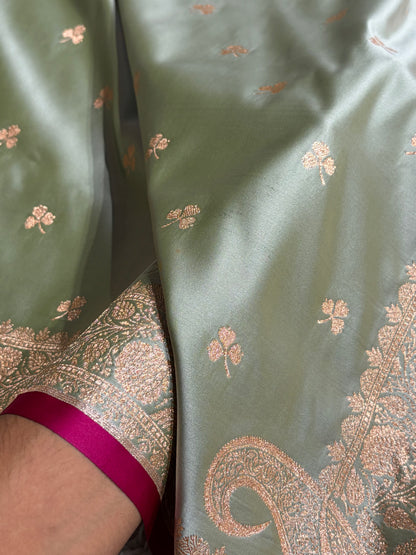 Banarasi Pista Booti Katan Silk Saree SK09