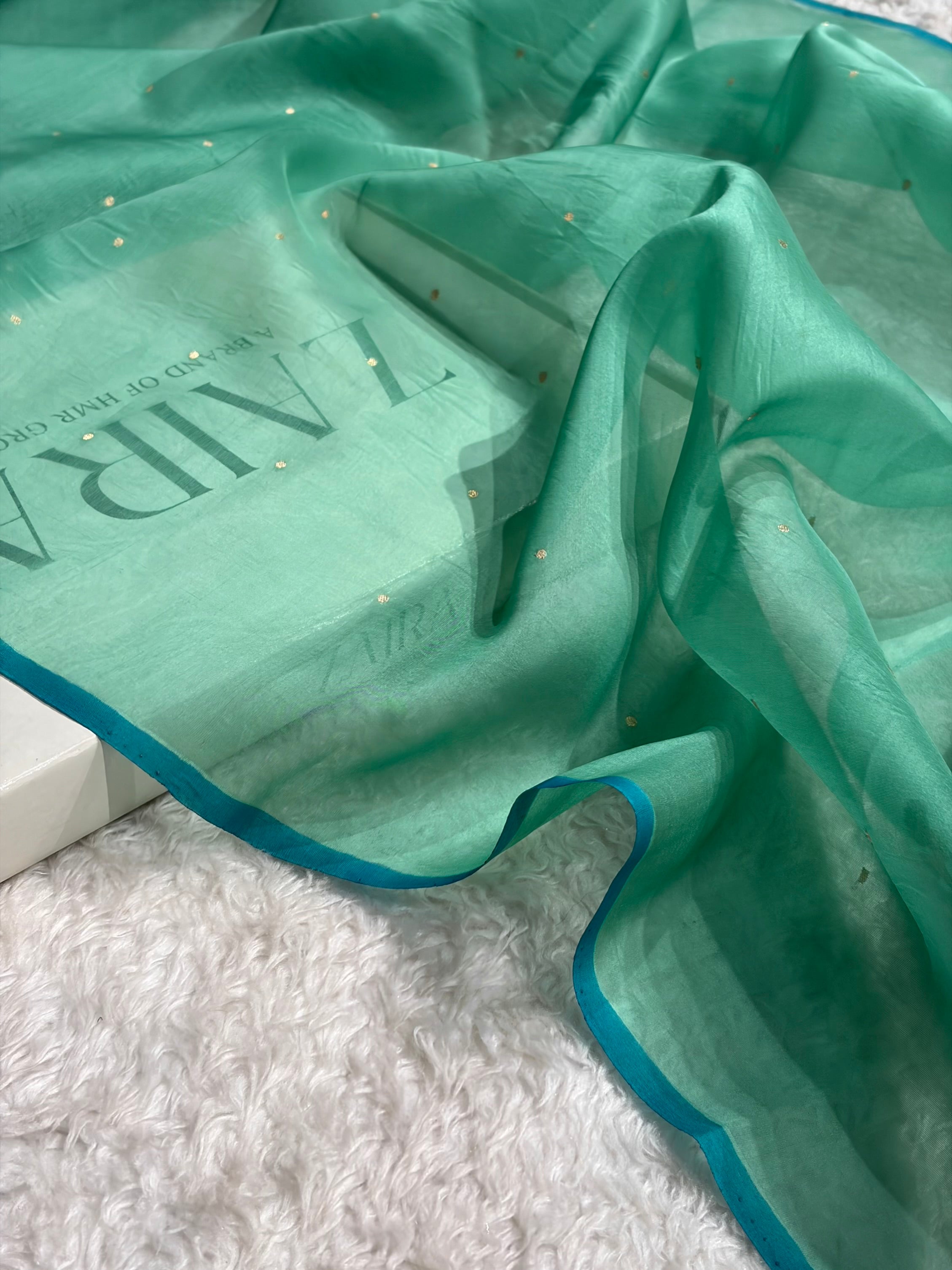 Banarasi Pure Organza Sea Green Shades Banarasi Silk Saree PO-35