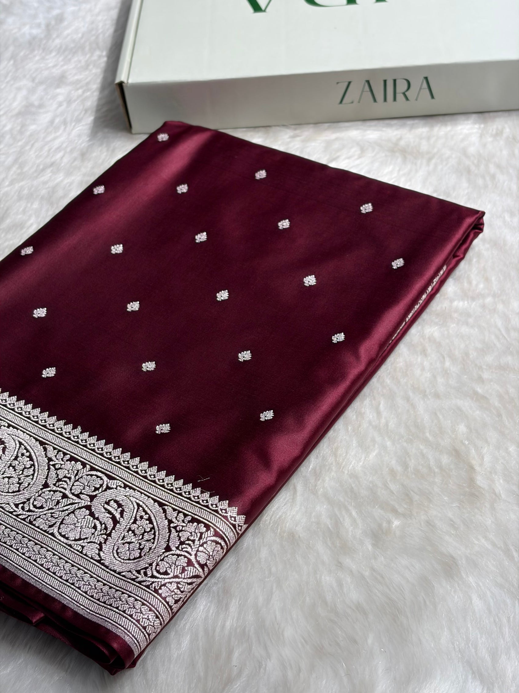 Garnet Tone Booti Mashru Silk Saree MS06