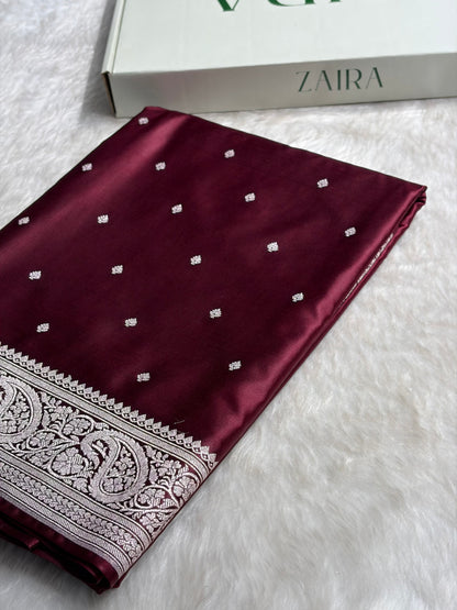 Garnet Tone Booti Mashru Silk Saree MS06
