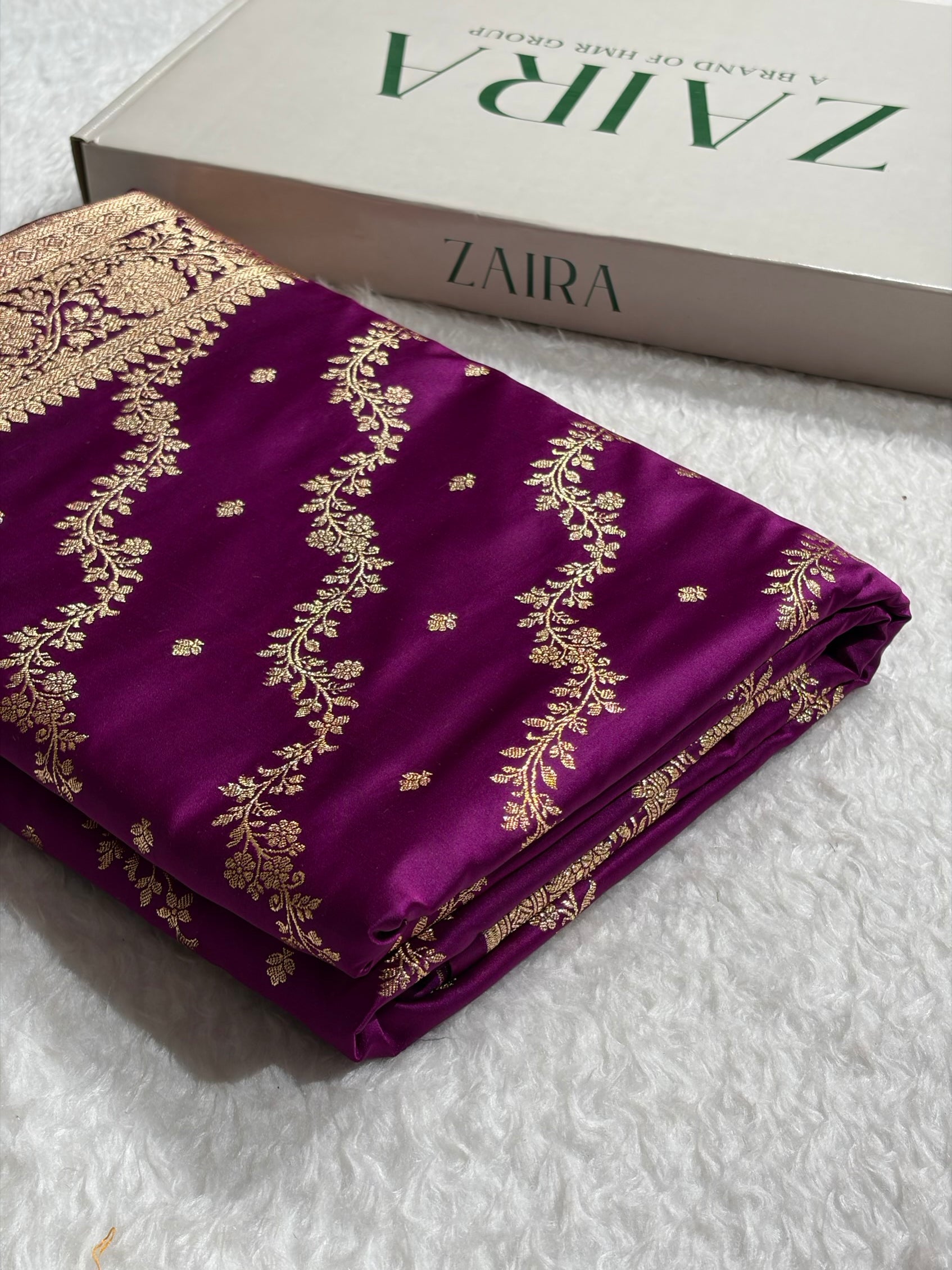 Banarasi Satin Katan Saree With Boota in Dark Magenta Shades SK108