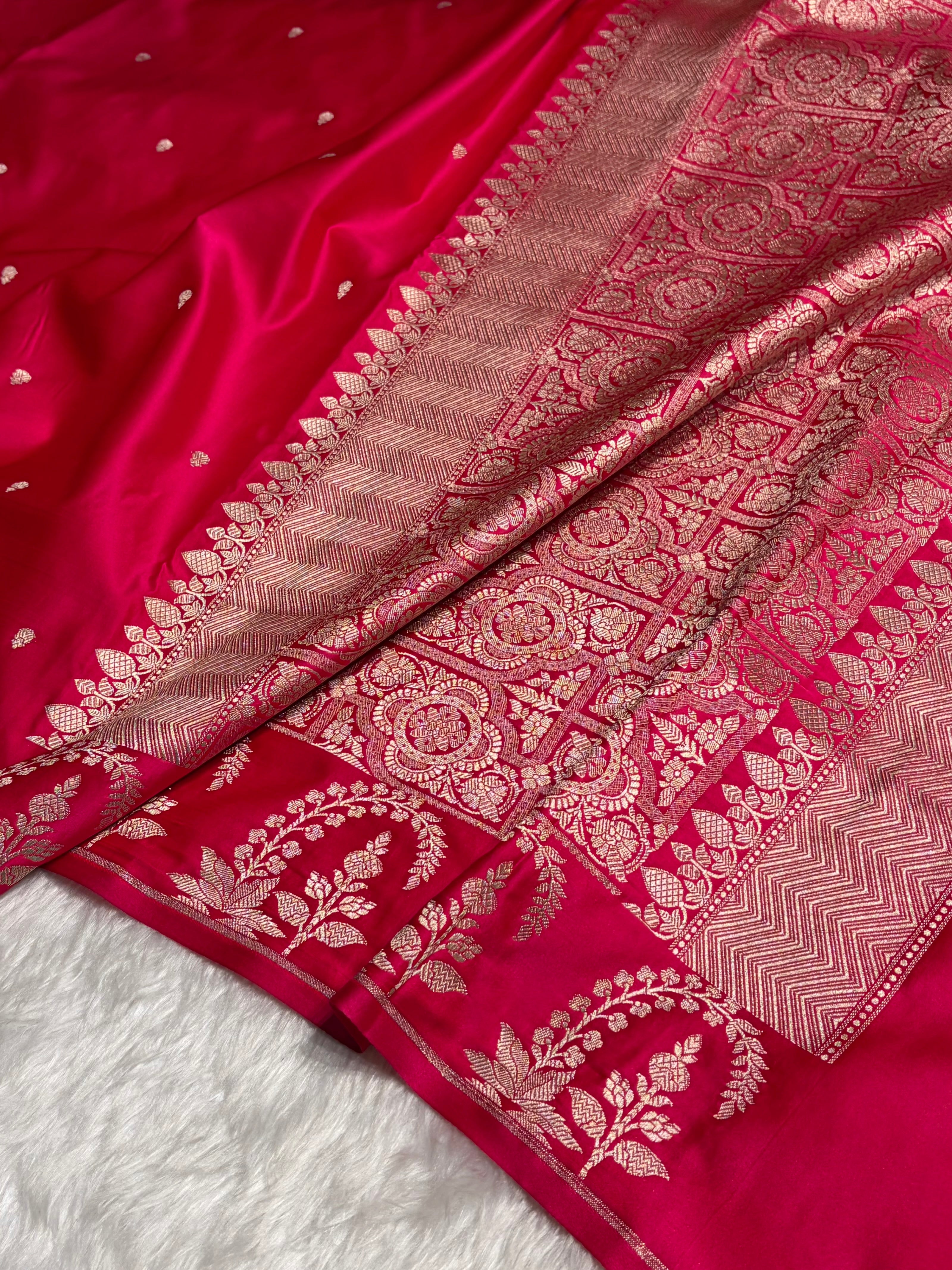 Cross Rani Boota With Floral Border Mashru Silk Saree MSM-95