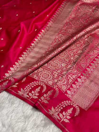 Cross Rani Boota With Floral Border Mashru Silk Saree MSM-95