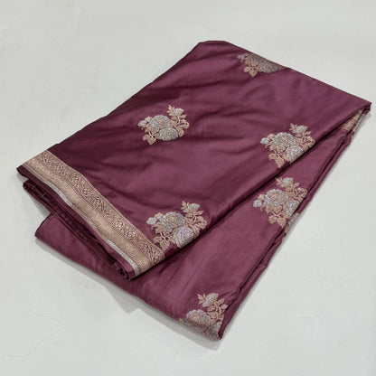 Mauve Shades Sona Rupa Floral Motif Mashru Silk Saree