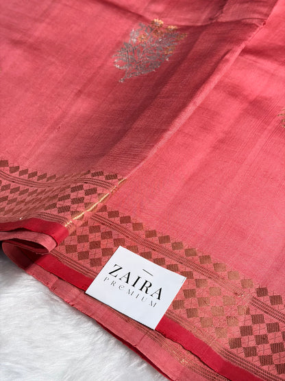 Dusty Peach Shades Meena Boota Handwoven Pure Paper Silk RM-02