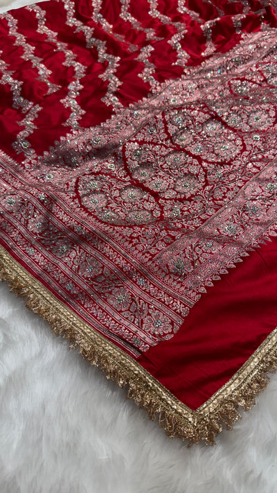 Bridal Red Mashru Silk with Ari and stone work with Gotta Patti BMCS-02