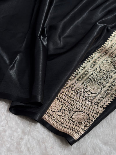 Black Shades Brocket Satin Silk Saree Banarasi Saree Shades SS30