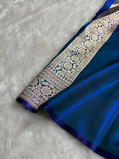 Royal Peacock Booti satin Silk Saree SS01