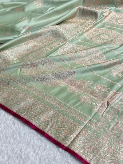 Light Lista Banarasi Boota Katan Silk Saree