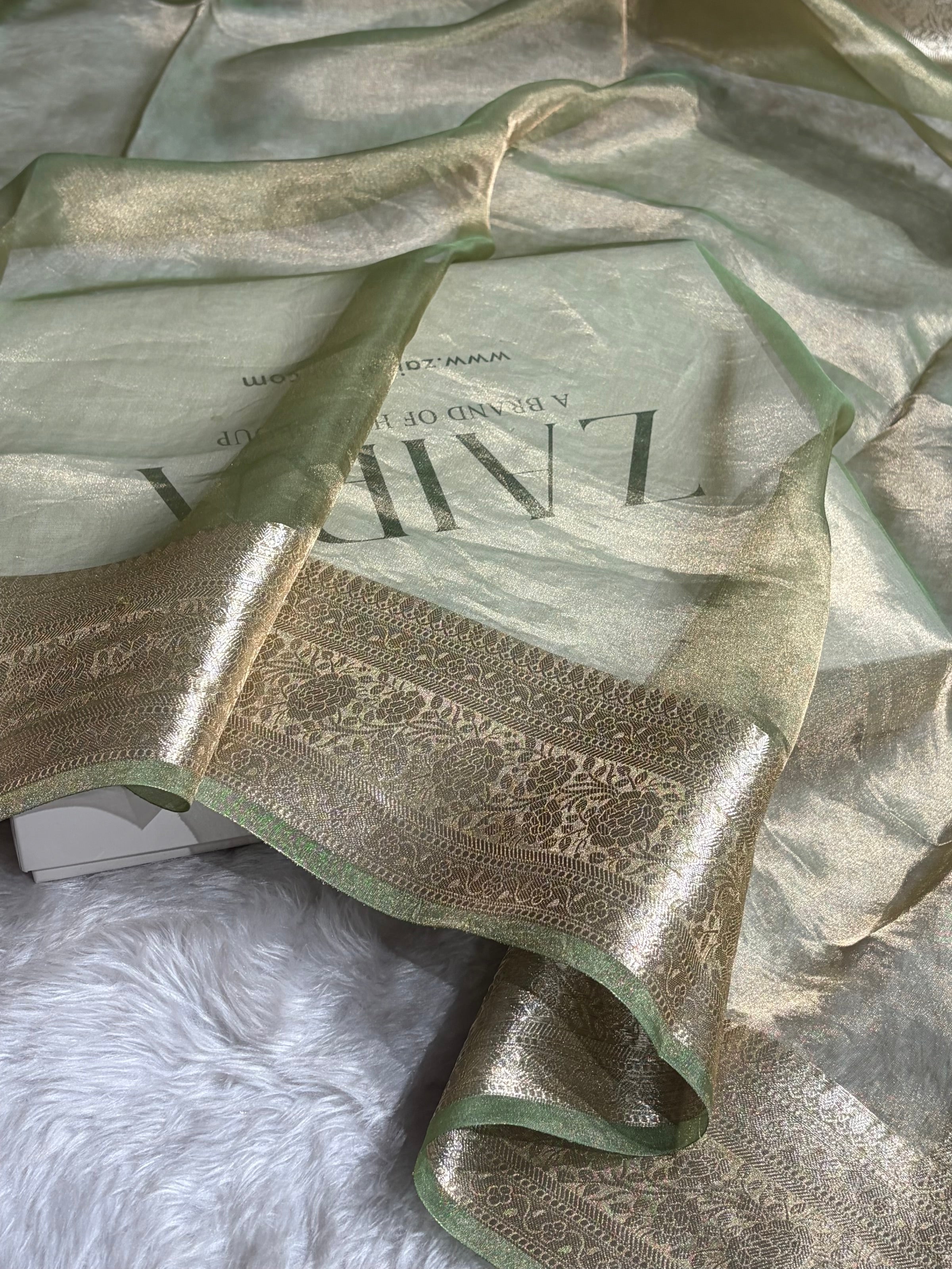 Beige Shades Pure Tissue Silk Saree with Brocade Blouse PT-08