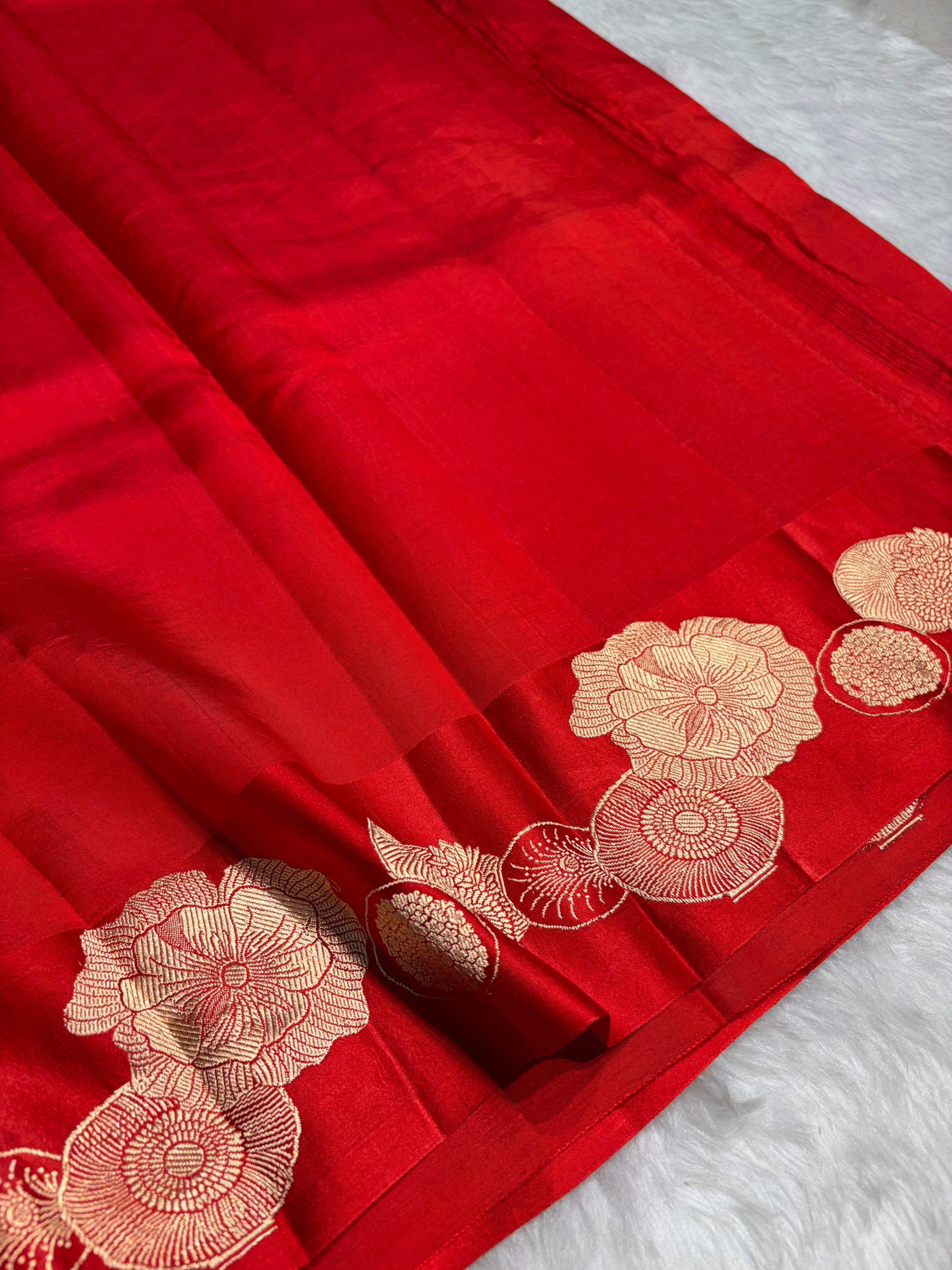 Red Shades Handwoven Pure Raw Mango Silk RM-61