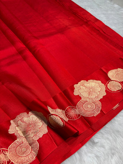 Red Shades Handwoven Pure Raw Mango Silk RM-61