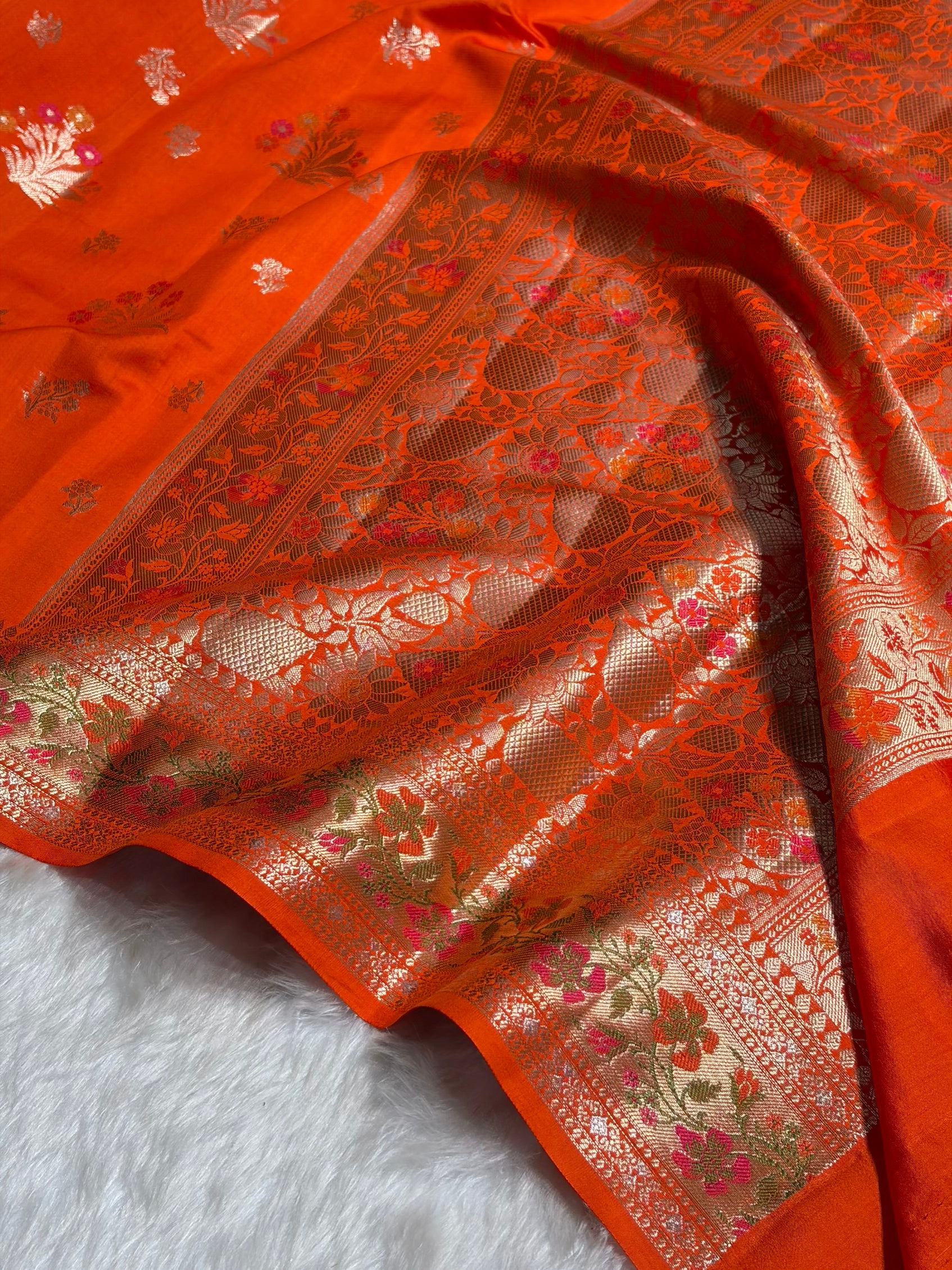 Minakari Orange Shades Pure Chiniya Silk CH-01