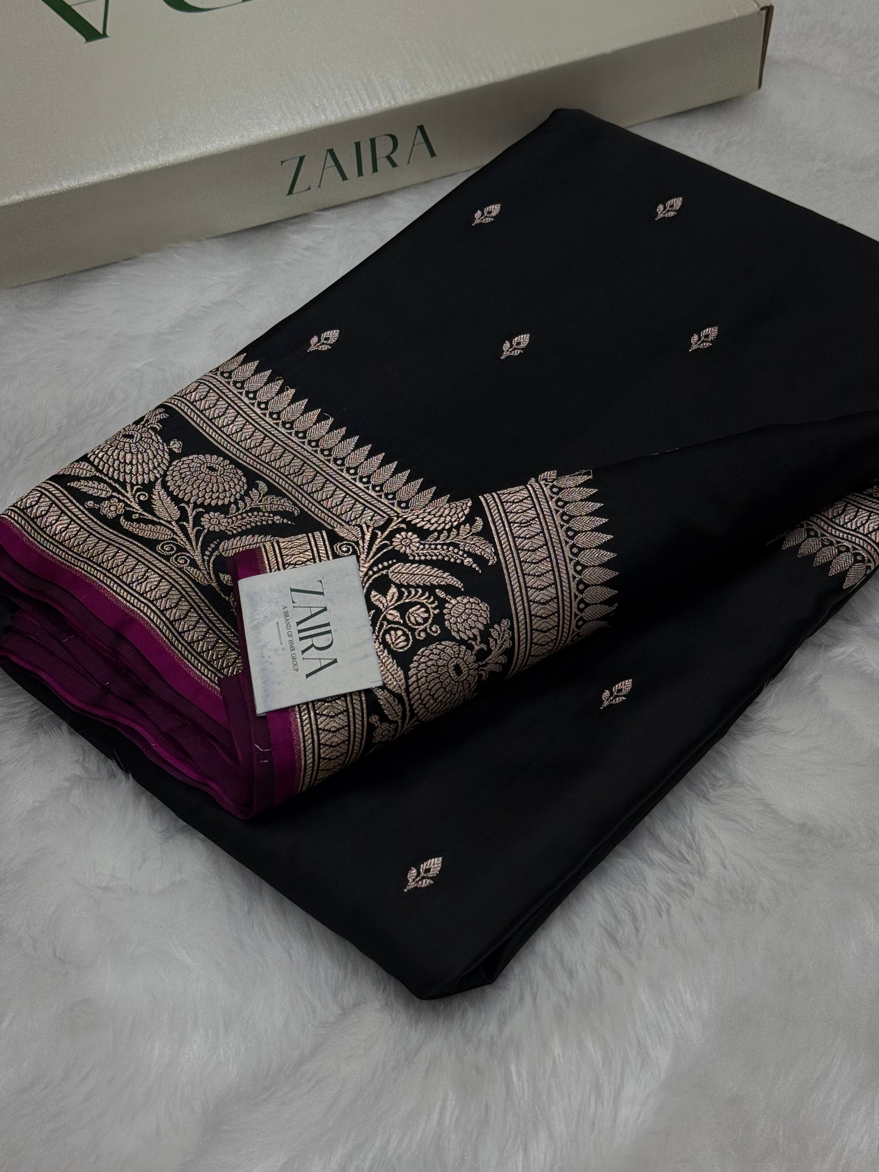 Black Shades Floral Boota Mashru Silk Saree MSM 73