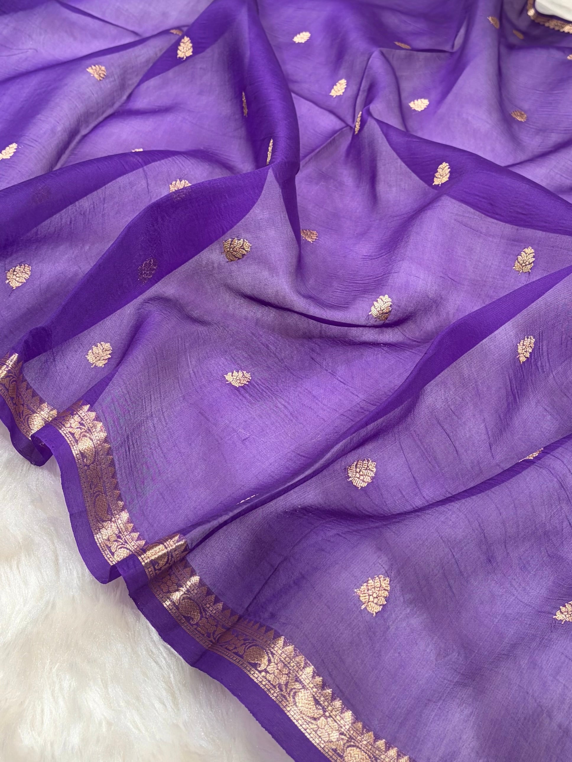 Banarasi Pure Organza Purple Shades Banarasi Silk Saree PO-35