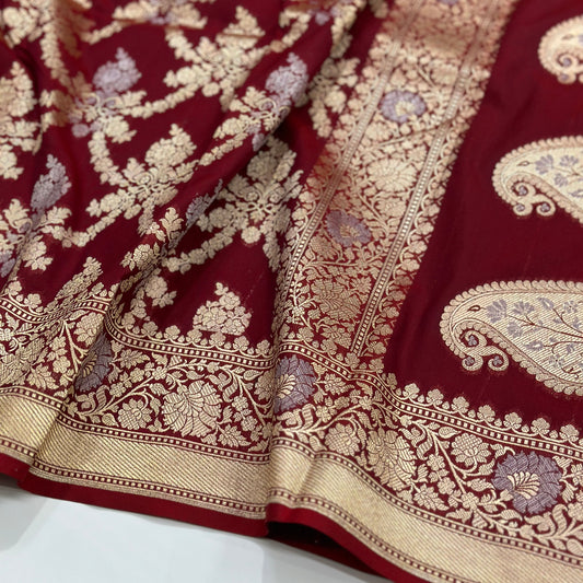 Mahroon Sona Rupa Blended Katan Silk