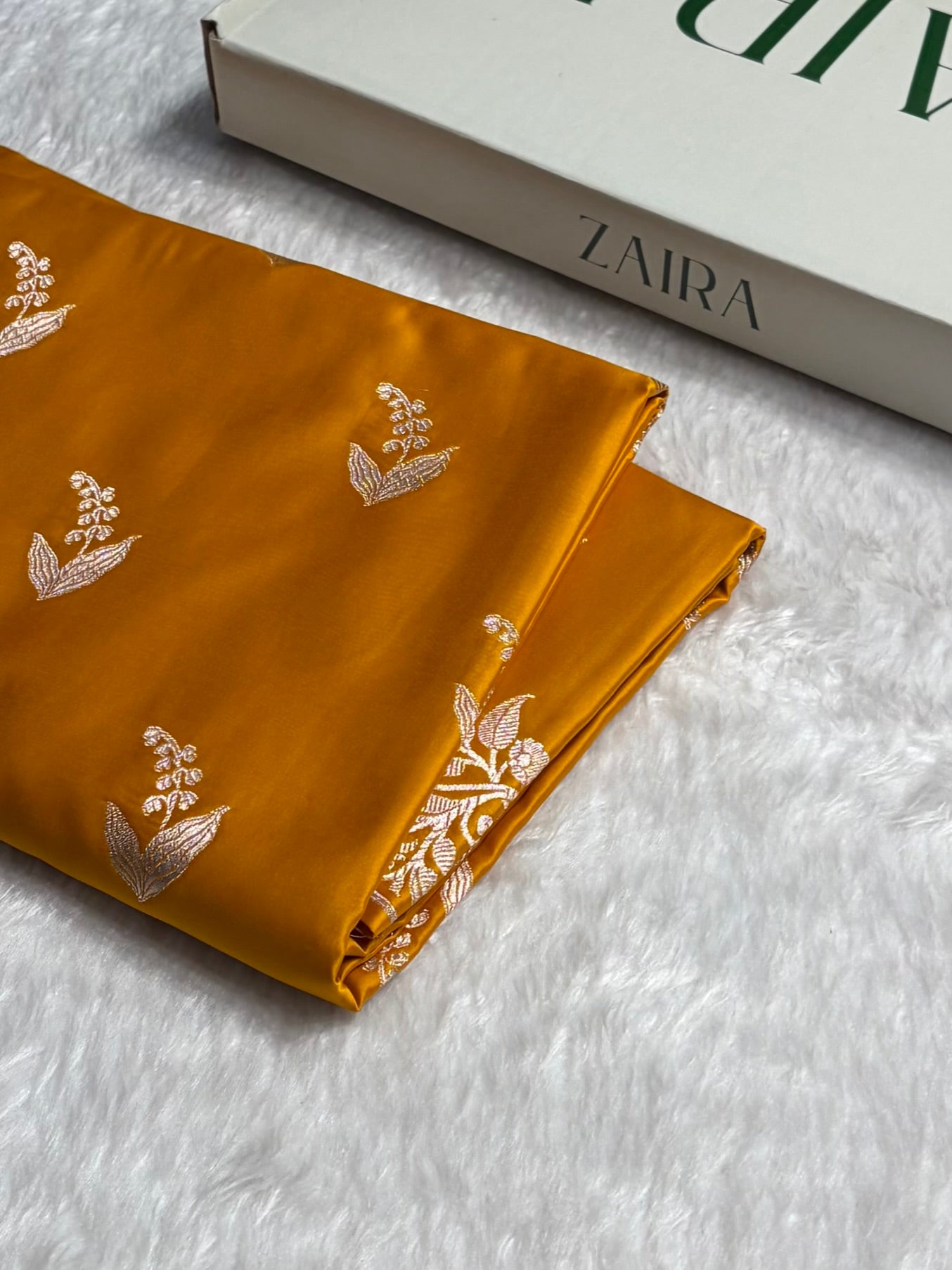 Mustard Boota With Floral Border Mashru Silk Saree MSM-90