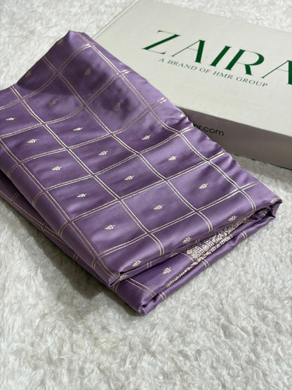 Lavender Shades Banarasi With Floral Border Mashru Silk Saree MSM-124