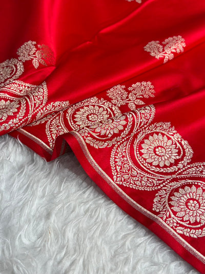 Red Shades Banarasi Boota Pattern Floral Mashru Silk Saree MSM-110