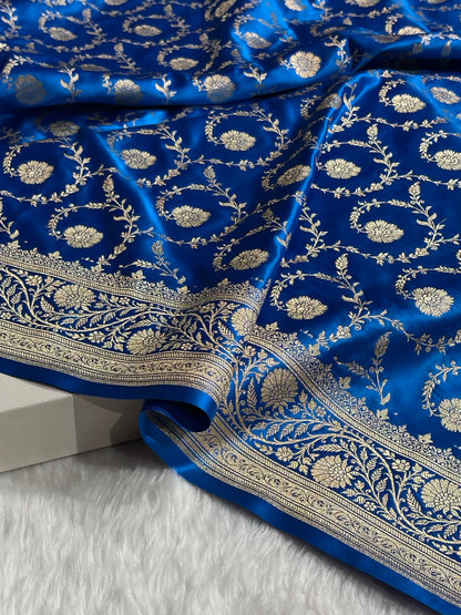 Banarasi Satin Katan Saree With Boota in Firozi Shades SK118