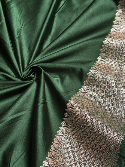 Dark Bottle Green Booti Motif Mashru Silk Saree