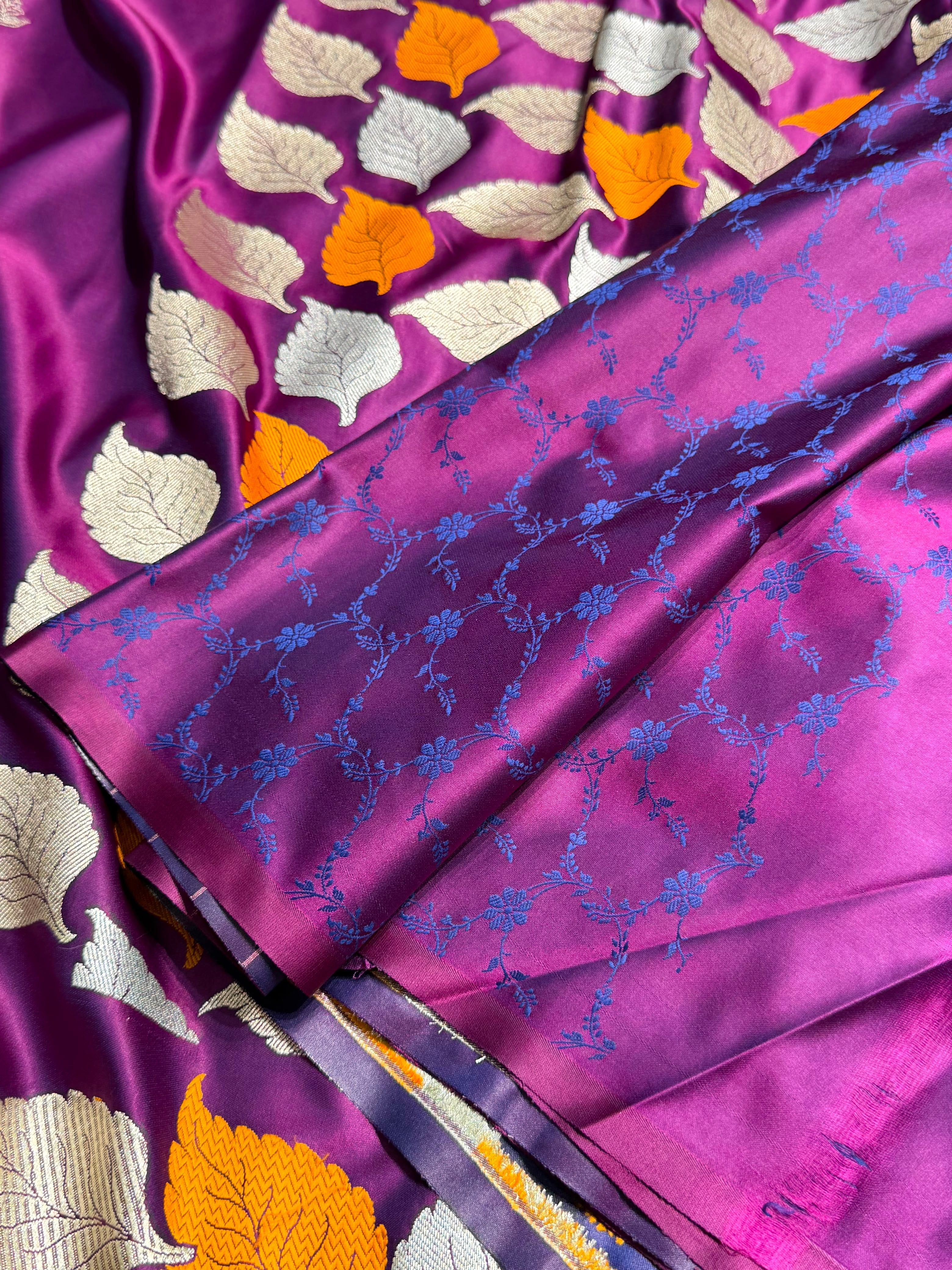 Cross Wine Shades Banarasi Booti Pattern Mashru Silk Saree MSM-136