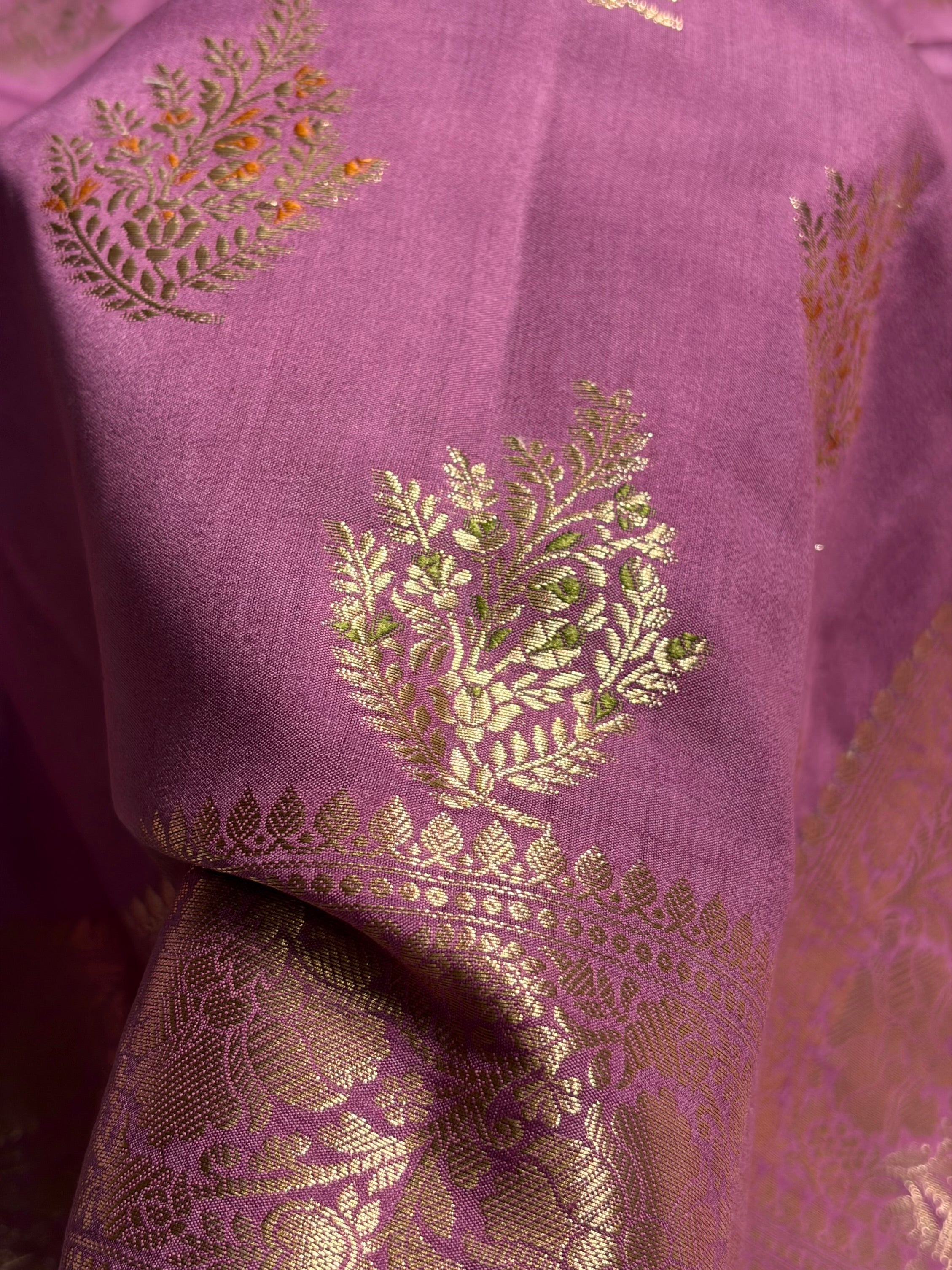 Minakari Dusty Lavender Shades Pure Chiniya Silk CH-02