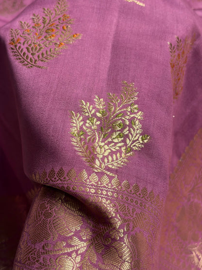 Minakari Dusty Lavender Shades Pure Chiniya Silk CH-02