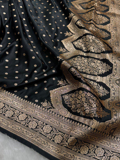 Banarasi Black Katan Silk Saree In Black Shades