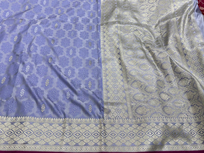 Pastel Blue Tanchoi Motif Mashru Silk Saree