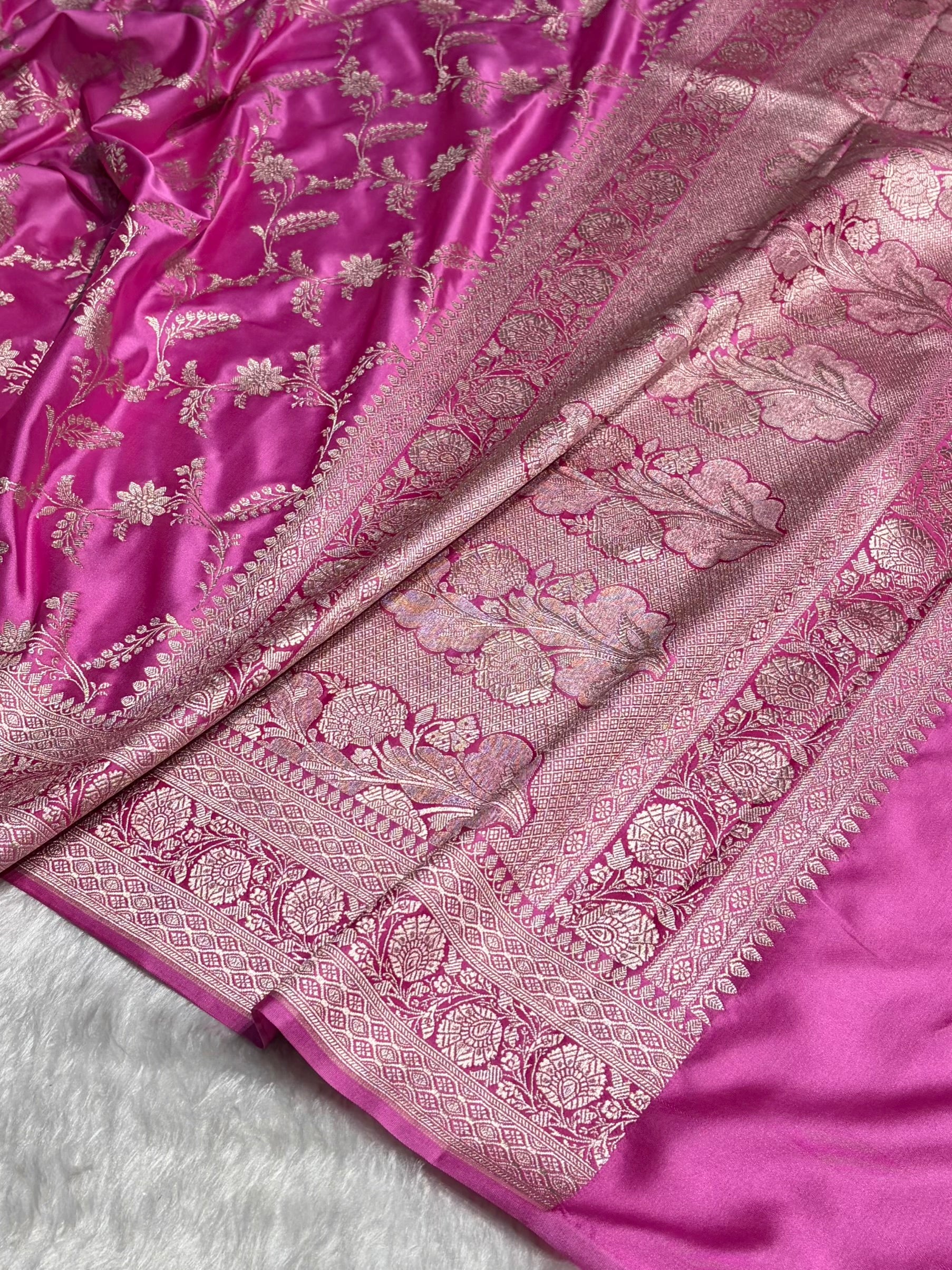 Blush Pink Jaal Mashru Silk Saree