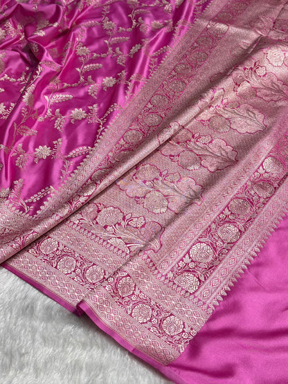 Blush Pink Jaal Mashru Silk Saree