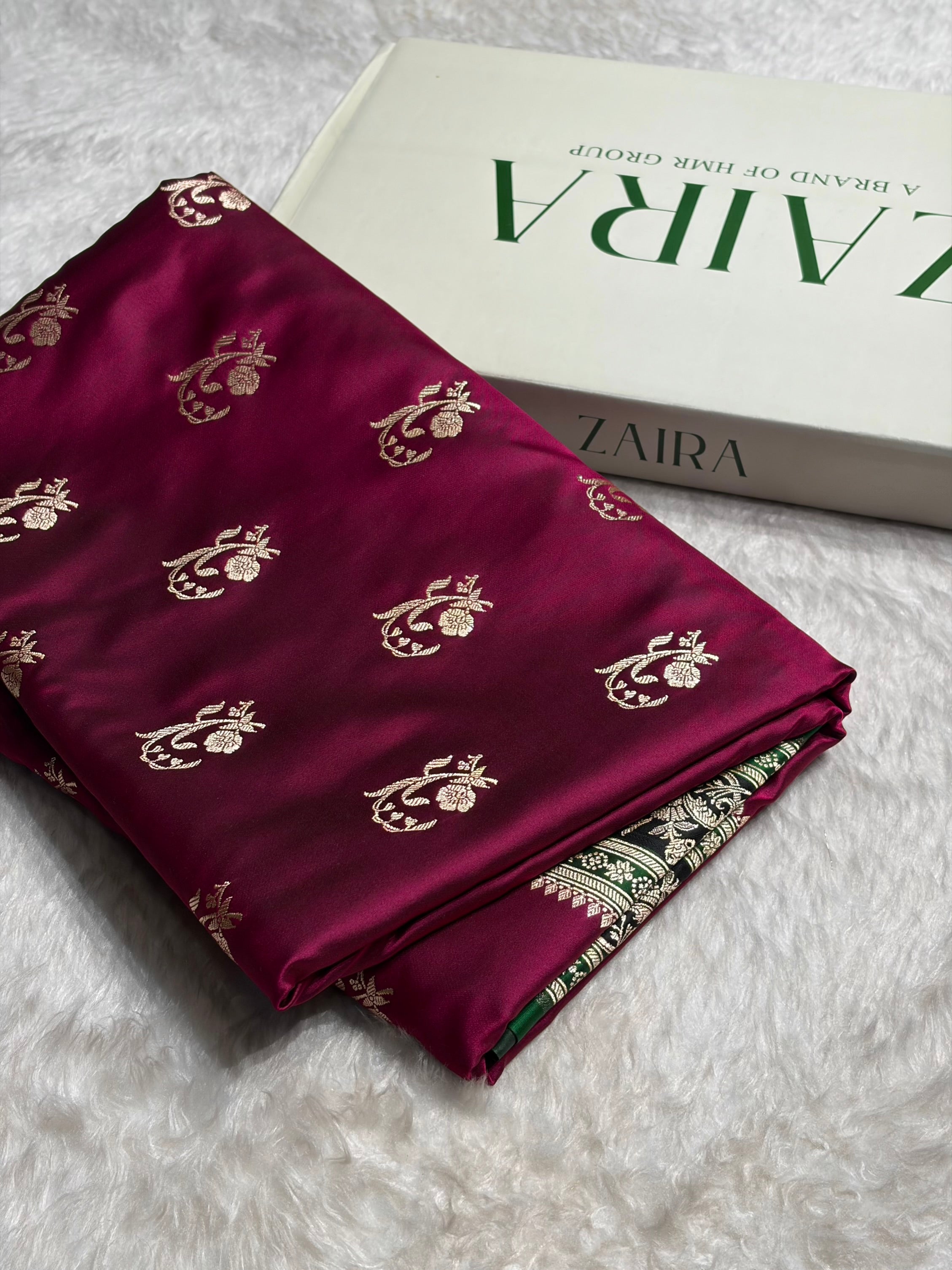 Banarasi Cross Wine With Contrast Black Floral Border Mashru Silk Saree MSM-100