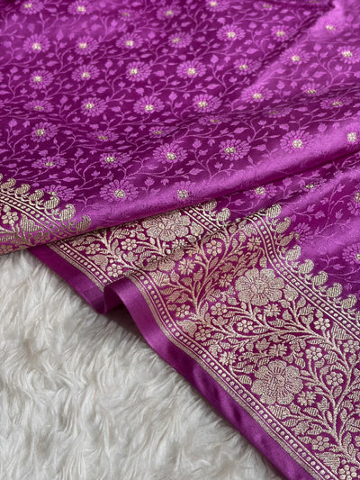 Banarasi Lavender Shades Booti Tanchoi Mashru Silk Saree MCS49